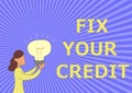 Text sign showing Fix Your Credit. Internet Concept improve or increase your rating or score to get money loan or Royalty Free Stock Photo