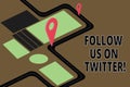 Text sign showing Follow Us On Twitter. Conceptual photo Invitation to join social media and look for tweets Road Map