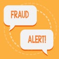 Text sign showing Fraud Alert. Conceptual photo Security Message Fraudulent activity suspected Royalty Free Stock Photo