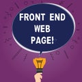 Text sign showing Front End Web Page. Conceptual photo Converting data into graphical interface for users Blank Oval Royalty Free Stock Photo
