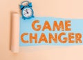 Text sign showing Game Changer. Conceptual photo Sports Data Scorekeeper Gamestreams Live Scores Team Admins.