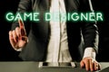 Text sign showing Game Designer. Word for Campaigner Pixel Scripting Programmers Consoles 3D Graphics Businesswoman Royalty Free Stock Photo