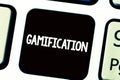 Text sign showing Gamification. Conceptual photo Application of typical elements of game playing to other areas