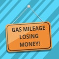 Text sign showing Gas Mileage Losing Money. Conceptual photo Long road high gas fuel costs financial losses Blank Royalty Free Stock Photo