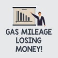 Text sign showing Gas Mileage Losing Money. Conceptual photo Long road high gas fuel costs financial losses Man in Royalty Free Stock Photo