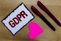 Text sign showing GDPR. Conceptual photo General Data Protection Regulation privacy eu laws compliance Love pure wood colour hart
