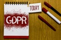 Text sign showing GDPR. Conceptual photo General Data Protection Regulation privacy eu laws compliance Reminder appointment daily