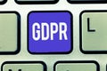 Text sign showing Gdpr. Conceptual photo Regulation in EU law on data protection and privacy Legal framework