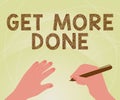 Text sign showing Get More Done. Business approach Checklist Organized Time Management Start Hardwork Act