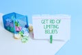 Text sign showing Get Rid Of Limiting Beliefs. Conceptual photo remove negative beliefs and think positively Trash bin crumpled Royalty Free Stock Photo