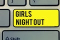 Text sign showing Girls Night Out. Conceptual photo Freedoms and free mentality to the girls in modern era