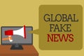 Text sign showing Global Fake News. Conceptual photo False information Journalism Lies Disinformation Hoax Social media Royalty Free Stock Photo