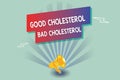 Text sign showing Good Cholesterol Bad Cholesterol. Conceptual photo Fats in the blood come from the food we eat