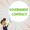 Text sign showing Government Contract. Conceptual photo Agreement Process to sell Services to the Administration Young