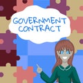 Text sign showing Government Contract. Word Written on Agreement Process to sell Services to the Administration