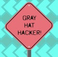 Text sign showing Gray Hat Hacker. Conceptual photo Computer security expert who may sometimes violate laws Blank