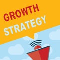 Text sign showing Growth Strategy. Conceptual photo Strategy aimed at winning larger market share in shortterm Royalty Free Stock Photo