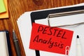 Text sign showing hand written words PESTEL Analysis