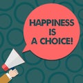 Text sign showing Happiness Is A Choice. Conceptual photo Stay happy all the time cheerful inspired motivated Hu
