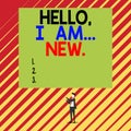 Text sign showing Hello I Am New. Conceptual photo introducing oneself in a group as fresh worker or student Short hair immature