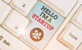 Text sign showing Hello I am A Startup. Conceptual photo Entrepreneur starting business Presenting New project.