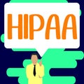 Text sign showing Hipaa. Word Written on Acronym stands for Health Insurance Portability Accountability
