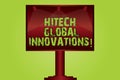 Text sign showing Hitech Global Innovations. Conceptual photo Cutting edge emerging worldwide technologies Blank Lamp