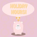 Text sign showing Holiday Hours. Conceptual photo Celebration Time Seasonal Midnight Sales ExtraTime Opening.