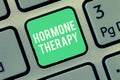 Text sign showing Hormone Therapy. Conceptual photo use of hormones in treating of menopausal symptoms