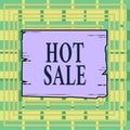 Text sign showing Hot Sale. Conceptual photo putting products on high discount Great price Black Friday Wooden square
