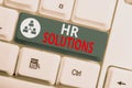 Text sign showing Hr Solutions. Conceptual photo Outsourced Huanalysis resources consultancy and support Experts White