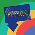 Text sign showing Hyperlocal. Conceptual photo Relating to Concerning a small community or geographical area