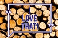 Text sign showing I Love That. Conceptual photo Having affection for something or someone Roanalysistic feelings Wooden