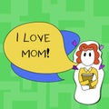 Text sign showing I Love Mom. Conceptual photo Good feelings for their own mother Tenderness.