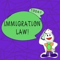 Text sign showing Immigration Law. Conceptual photo National Regulations for immigrants Deportation rules.