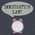 Text sign showing Immigration Law. Conceptual photo National Regulations for immigrants Deportation rules.