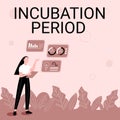 Text sign showing Incubation Period. Business idea time elapsed starting from getting exposed to an infectious agent