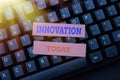 Text caption presenting Innovation. Business showcase new idea creative ideas fresh imaginations in the tool form Royalty Free Stock Photo