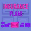 Text sign showing Insurance Plan. Conceptual photo provide benefits like risk cover fixed income return safety Pastel