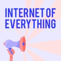 Text sign showing Internet Of Everything. Business idea network of things interact and connecting each other