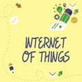 Text sign showing Internet Of Thingsconnection of Devices to the Net to Send Receive Data. Business concept connection Royalty Free Stock Photo