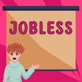 Handwriting text Jobless. Word for unemployed person looking for a work recruitment