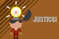 Text sign showing Justice. Conceptual photo impartial adjustment of conflicting claims or assignments Standing