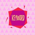 Text sign showing Keyword. Conceptual photo word which acts as the key to a code Concept of great significance Asymmetrical uneven