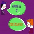 Text sign showing Kindness Is Contagious. Conceptual photo it ignites the desire to reciprocate and pass it on Hand Drawn Man and Royalty Free Stock Photo