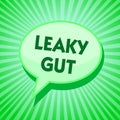 Text sign showing Leaky Gut. Conceptual photo A condition in which the lining of small intestine is damaged Green speech bubble me