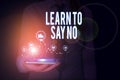 Text sign showing Learn To Say No. Conceptual photo decline or refuse few things before you destroy yourself Woman wear Royalty Free Stock Photo