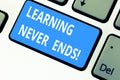 Text sign showing Learning Never Ends. Conceptual photo knowledge have no end or interminable it last Forever Keyboard Royalty Free Stock Photo