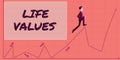 Text sign showing Life Values. Concept meaning things that you believe are important in the way you live usinessman