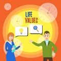 Text sign showing Life Values. Conceptual photo things that you believe are important in the way you live Business